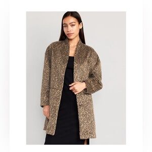 Old Navy faux leopard fur coatingan jacket size Medium New NWT
